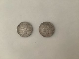 Monedas de plata Alfonso XIII, 1889 y 1898