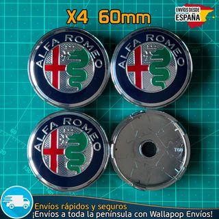 X4 Tapacubos Alfa Romeo 60mm Tapa de Llantas Bujes