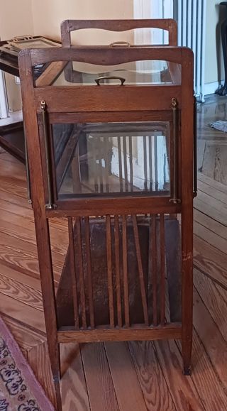 Mesita vintage auxiliar madera y cristal