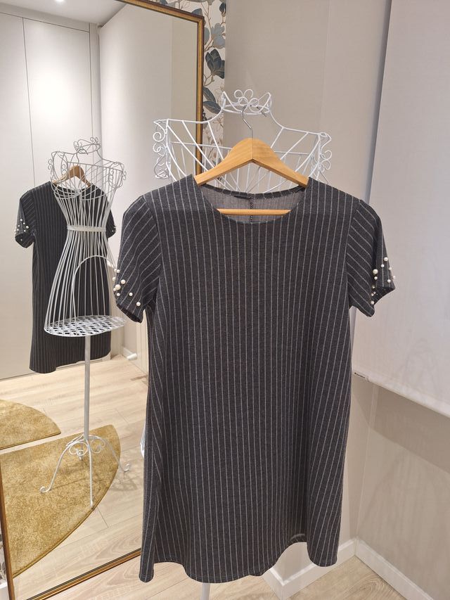 Vestido rayas con detalles en las mangas