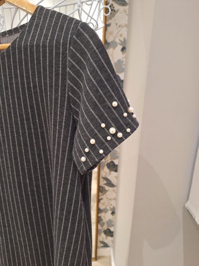 Vestido rayas con detalles en las mangas