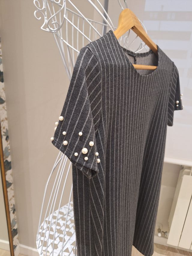 Vestido rayas con detalles en las mangas