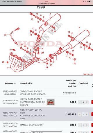 Tubo de escape CBR 1100xx (1999)