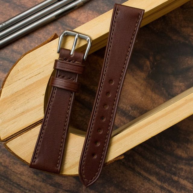 Correa de reloj chocolate 20 mm. cuero vaqueta
