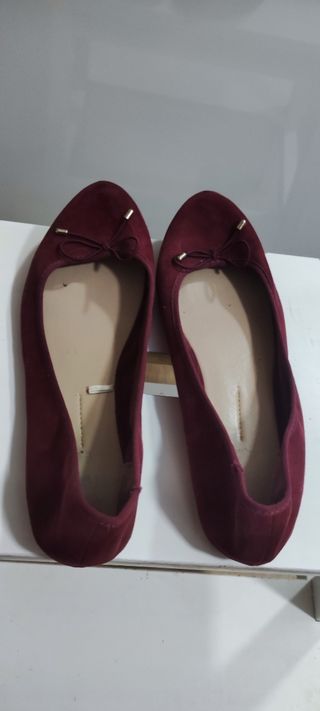 2 Bailarinas terciopelo Camel y granate