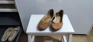 2 Bailarinas terciopelo Camel y granate