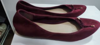 2 Bailarinas terciopelo Camel y granate