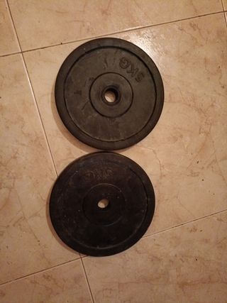 Discos de pesas 5 kg cada uno, 25 mm