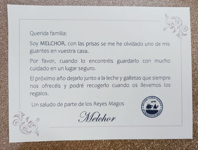 Guantes Rey Mago con carta