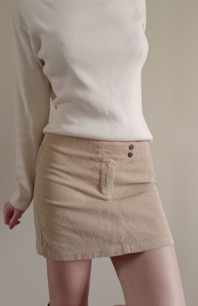 Minigonna vita bassa velluto a coste beige