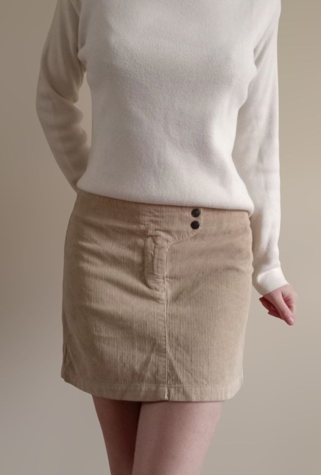 Minigonna vita bassa velluto a coste beige