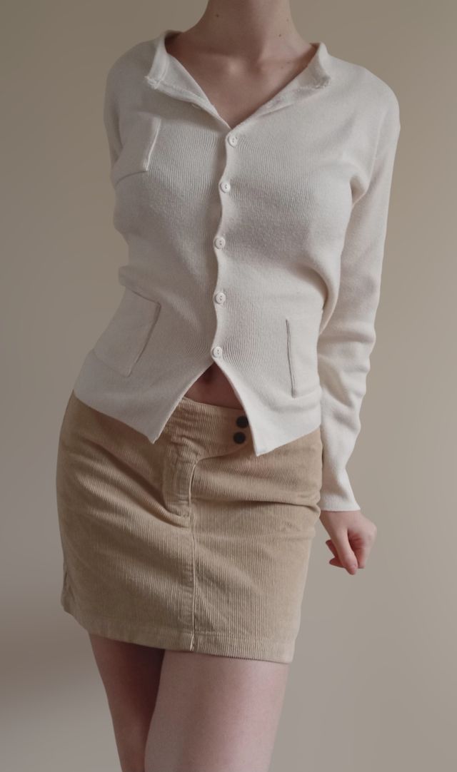 Minigonna vita bassa velluto a coste beige