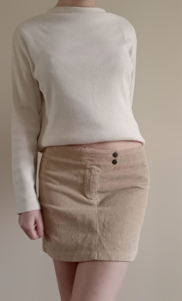 Minigonna vita bassa velluto a coste beige