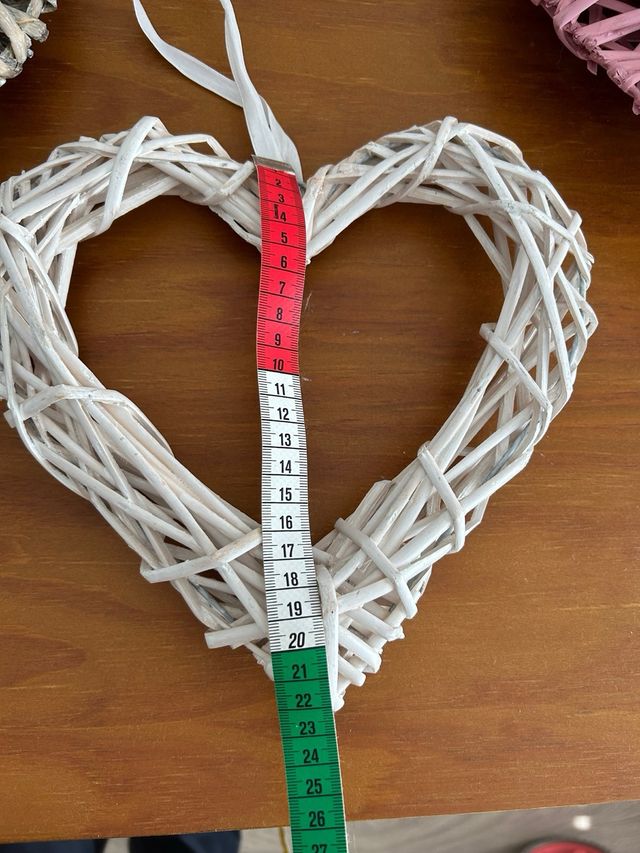 3 Corações de vime decoração