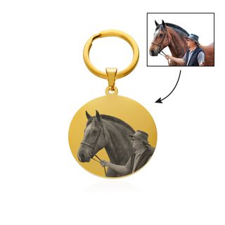 Llavero con fotograbado caballo bañado en oro