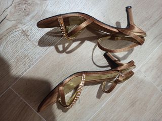Zapatos de fiesta marrón dorado 