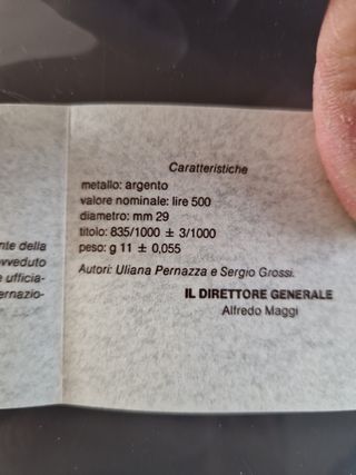 500 Lire Moneta argento zecca 1986 Pace