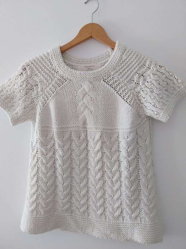 Jersey suelto lana algodón perlas