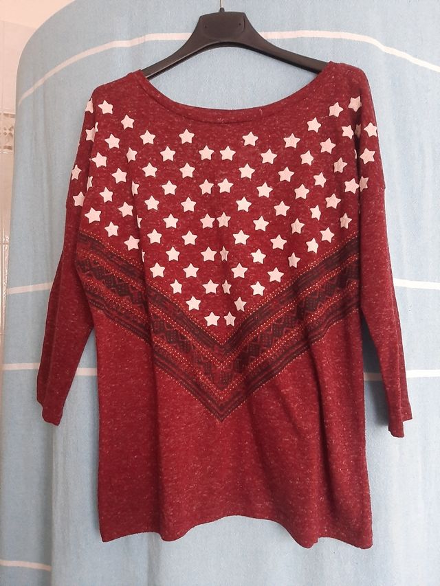 Maglia bordeaux con maniche a 3/4