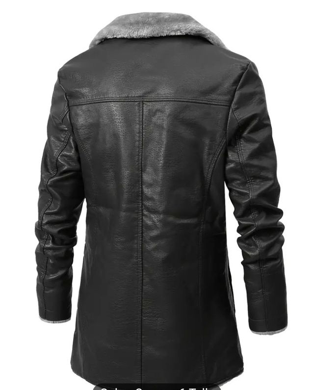 OFERTA!!Abrigo hombre piel PU con forro cálido L