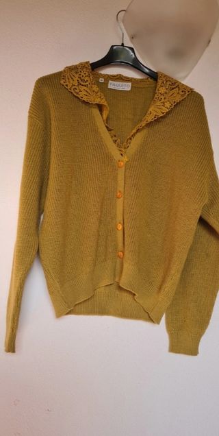 Cardigan colletto uncinetto vintage
