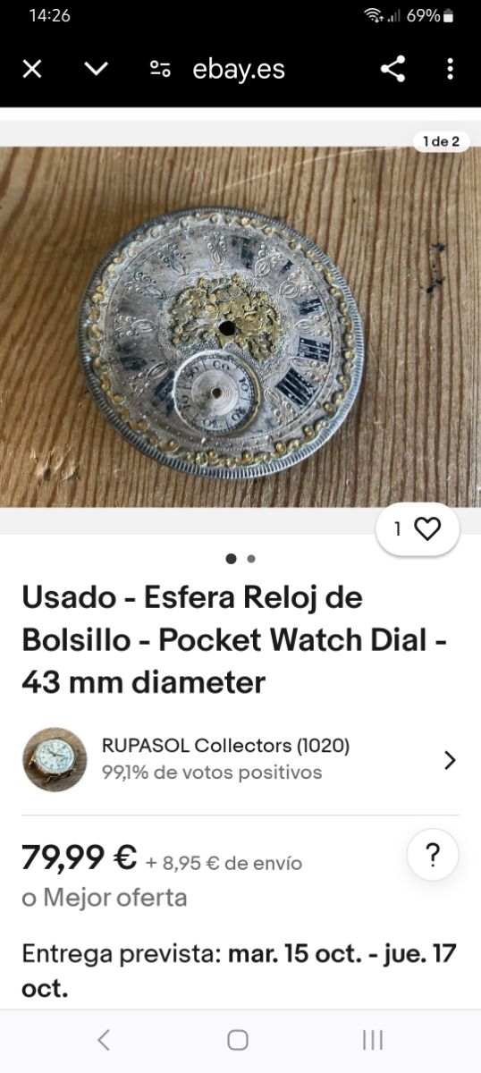 Esfera reloj antiguo