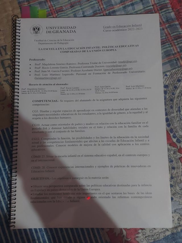 Temario La Escuela En la Educación Infantil