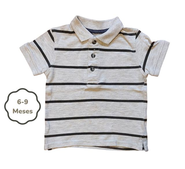 Polo Cinzento Riscas Primark 6-9 meses