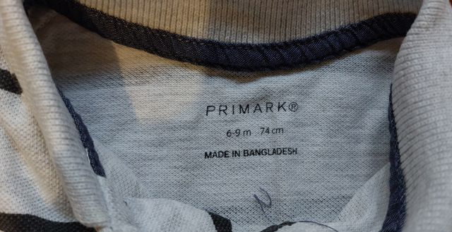 Polo Cinzento Riscas Primark 6-9 meses