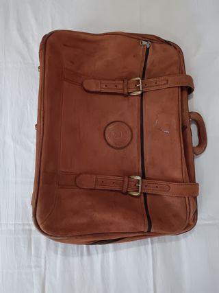 Maleta vintage cuero natural vacuno 