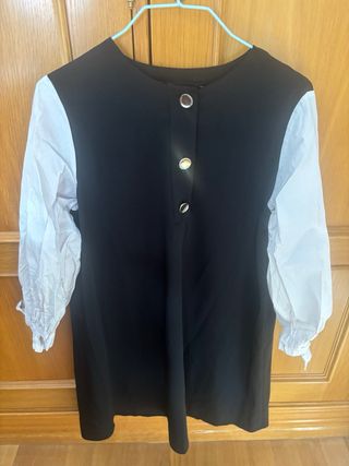 Vestido combinado blanco y negro Zara