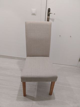 Sillas 4 madera y tela beig