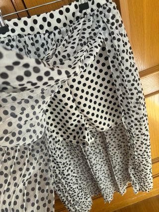 Falda midi blanca lunares negros Glowrias