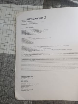 Libro de Matemáticas 2n Eso