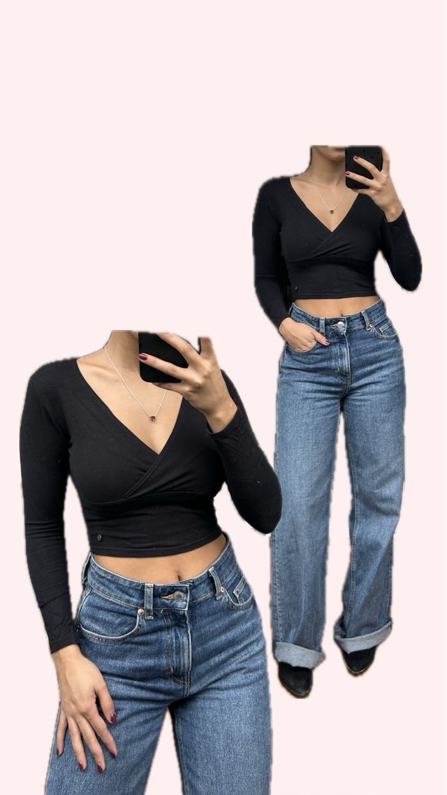 Camiseta o top de manga larga cruzado de kaotiko