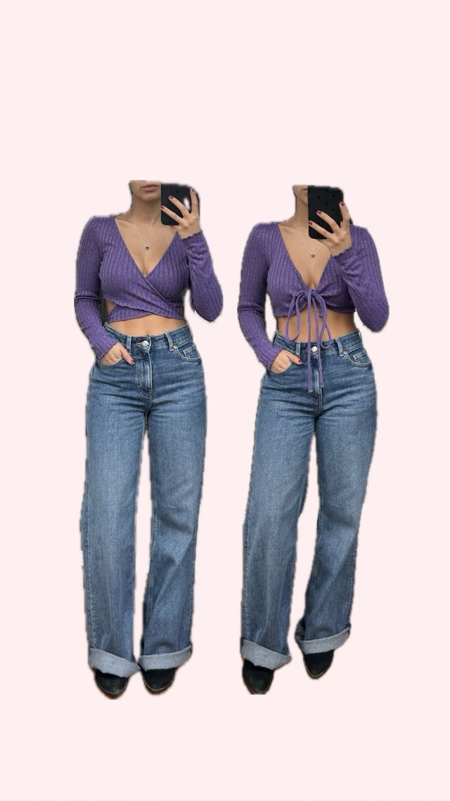 Top de manga larga cruzado con nudo