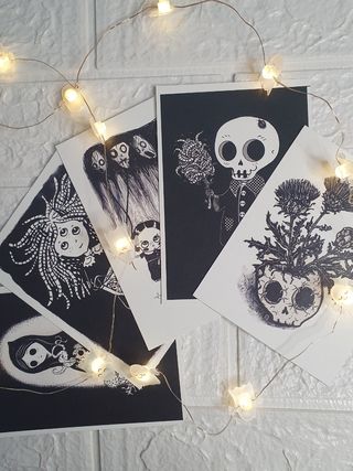 🖤 Postal print Halloween ilustraciones 