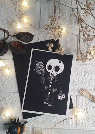 🖤 Postal print esqueleto niñ@ halloween 