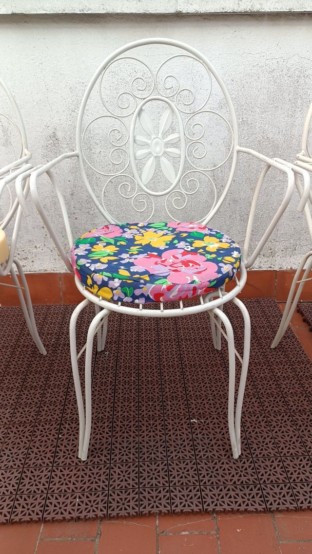 4 Sillas Hierro Blancas Jardín - ¡Sin Estrenar!