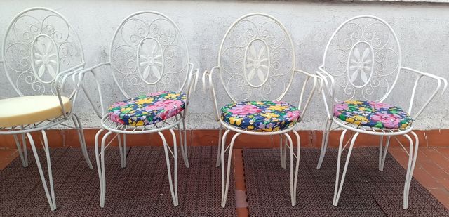 4 Sillas Hierro Blancas Jardín - ¡Sin Estrenar!