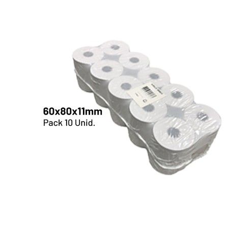 Rolos Papel Térmico 60x80x11 - Pack 10 unidades