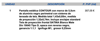 Pantalla profesional de proyección 60 pulgadas