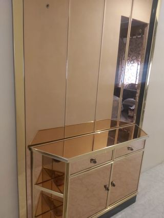 Entradita/aparador cristal rosado/oro