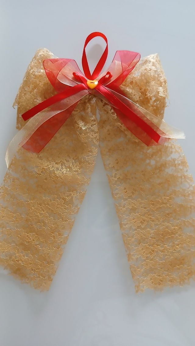 Fiocco natalizio pizzo oro fuoriporta Natale