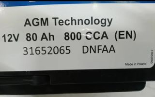 Batería AGM Volvo 800CCA 80Ah