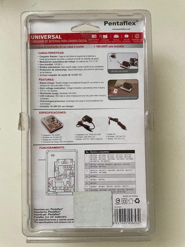 Cargador batería cámara digital