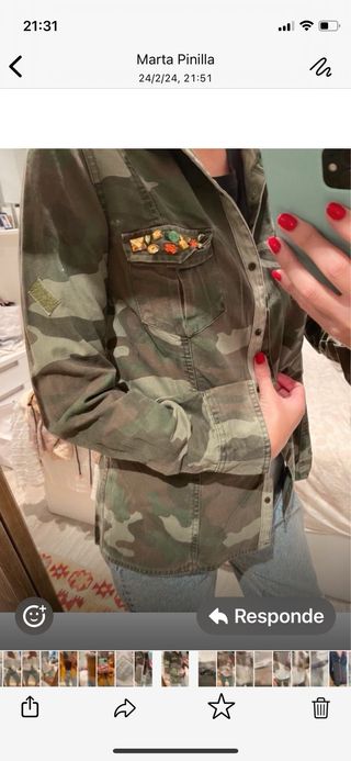 Bonita Camisa camuflaje con pedreria