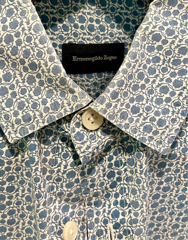 Camisa hombre Ermenegildo Zegna estampada turquesa