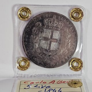 Carlo Alberto 5 lire 1844 Zecca G