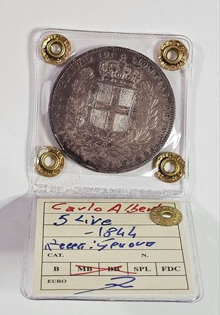Carlo Alberto 5 lire 1844 Zecca G